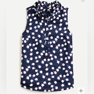 ▫️J. Crew Ruffleneck Sleeveless Top in Scattered Peony Print Size XS NEW